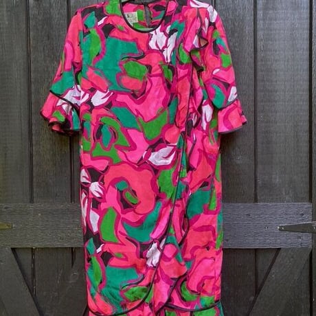 Flora Kung Frilled Floral Silk Dress