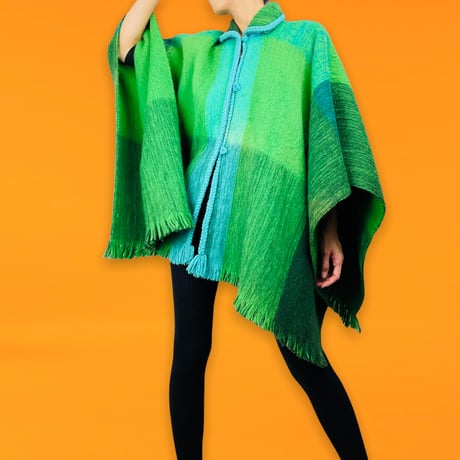 70’s Wool Blanket Cape with Fringe