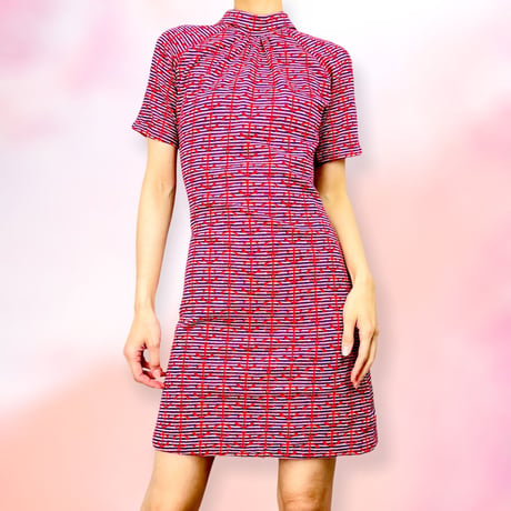 60’s High Neck Anchor Knit Mini Dress