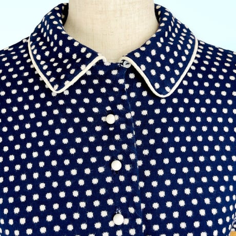 50’s Polka Dots Navy Blue Knit Romper