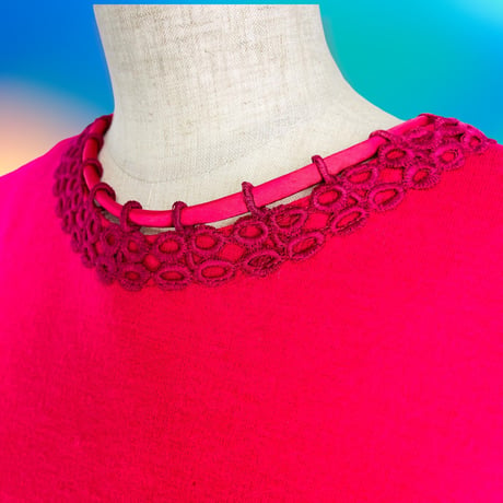 60’s Hot Pink Fuchsia Knit Dress