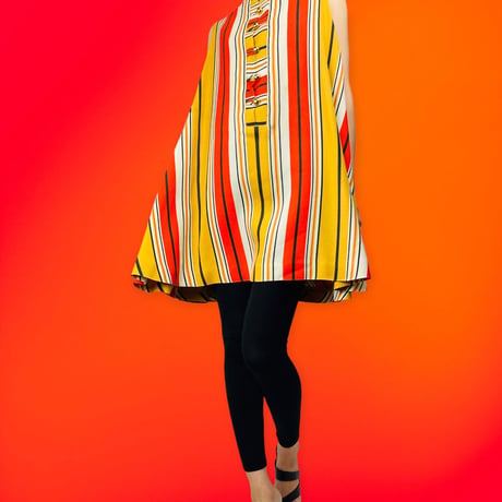 60's Striped Linen Swing Dress