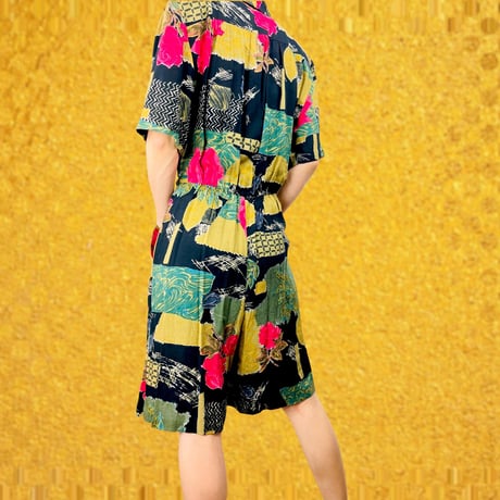 .80’s Rayon Abstract Print Romper
