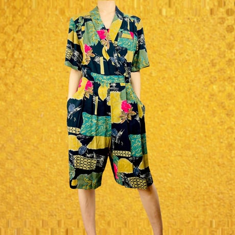 .80’s Rayon Abstract Print Romper