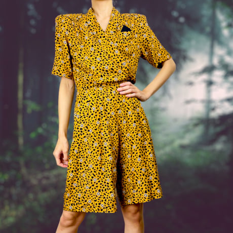 80’s Double Breasted Leopard Print Romper