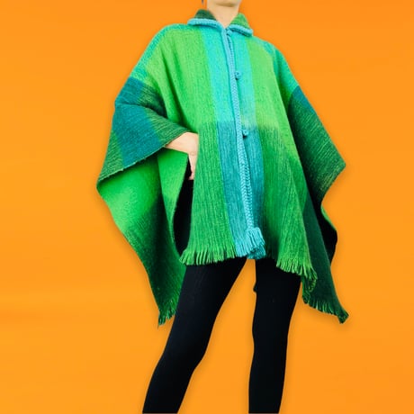 70’s Wool Blanket Cape with Fringe