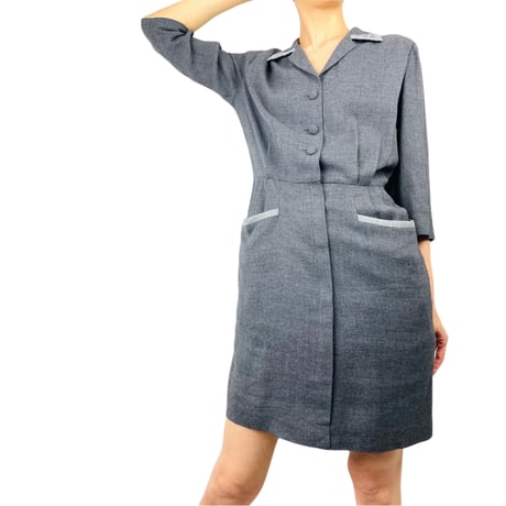 50's Gray Bombshell Shirt Dress