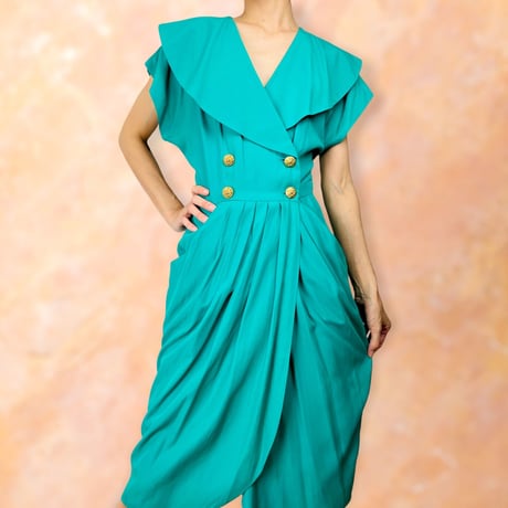 80’s Bright Green Buttoned Dress