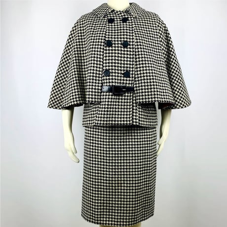 60's Wool Houndstooth Cape Suit