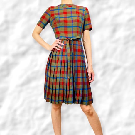 60’s Plaid Accordion Dress