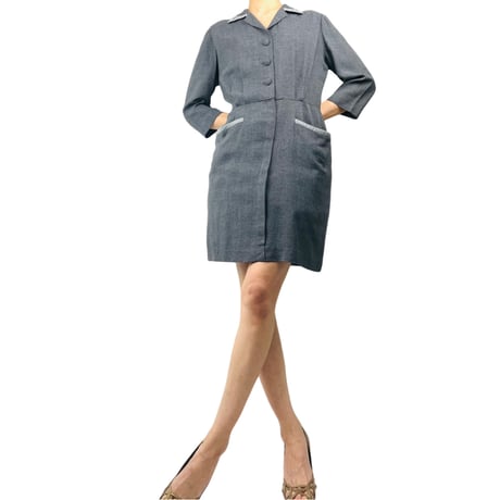 50's Gray Bombshell Shirt Dress