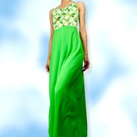70's Lime Green Floral Maxi Dress and Bolero