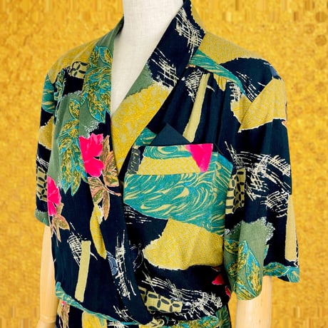.80’s Rayon Abstract Print Romper