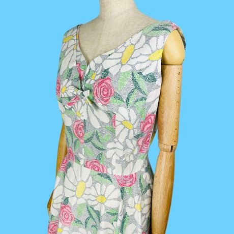 50s Floral Printed Cotton Day Dress