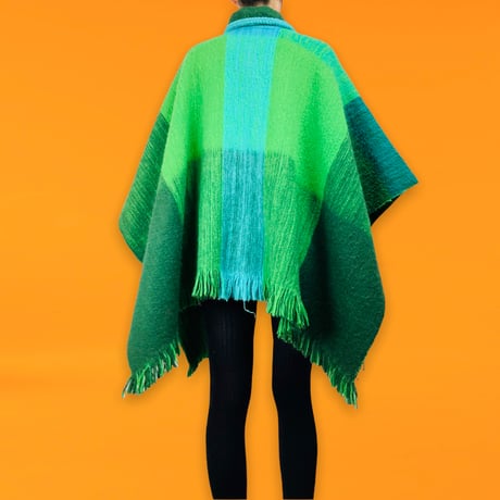 70’s Wool Blanket Cape with Fringe