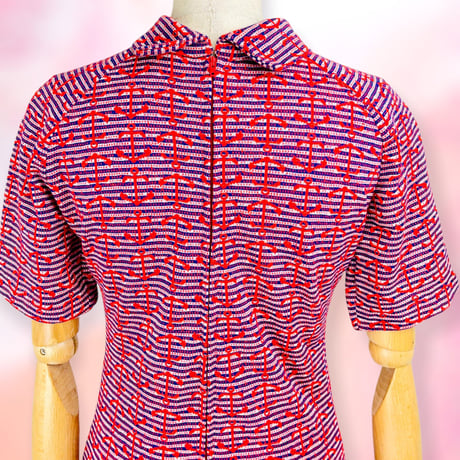 60’s High Neck Anchor Knit Mini Dress