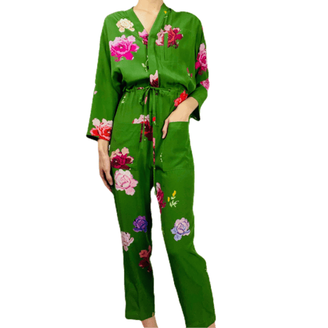 Floral Silk Jumpsuit