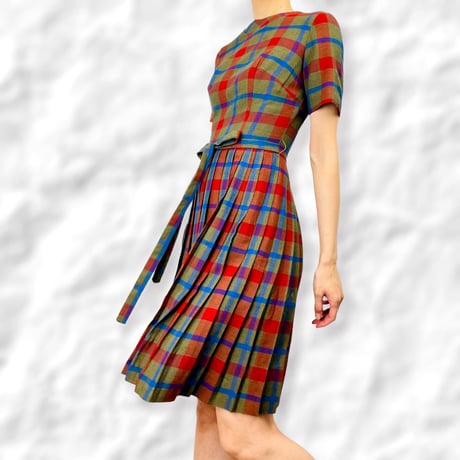 60’s Plaid Accordion Dress