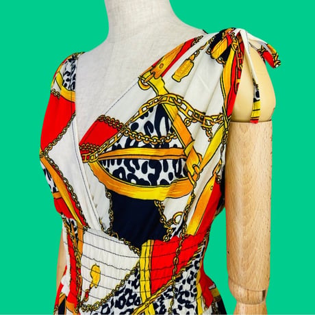 70's wide leg printed Jumpsuit silk jersey blend