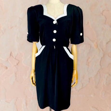 60’s Union Made Black and White Midi Dress