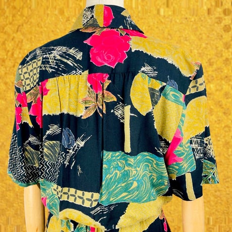 .80’s Rayon Abstract Print Romper