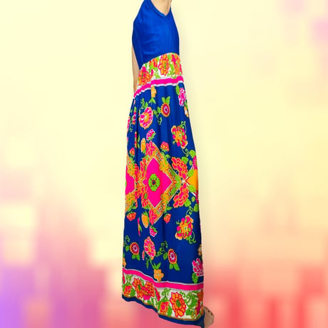 60's Flower Power Maxi Dress
