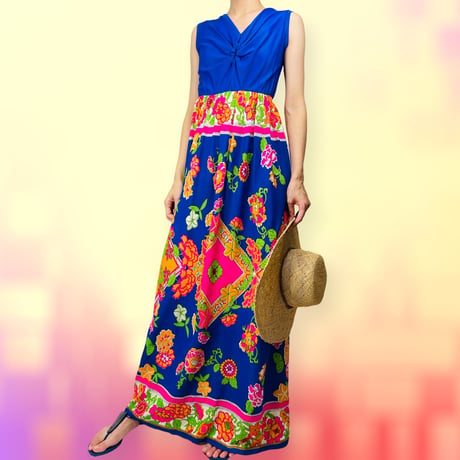 60's Flower Power Maxi Dress