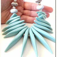 50s Bakelite Turquoise Slices Necklace & Earrings Set