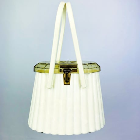 50's White Scalloped Lucite Bag