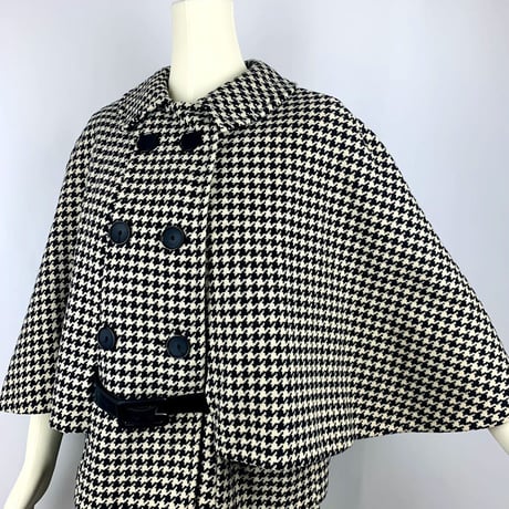 60's Wool Houndstooth Cape Suit