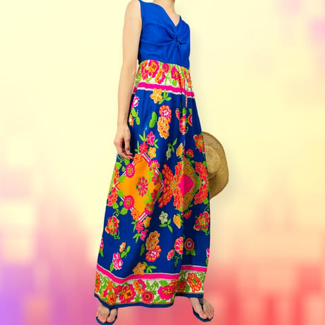 60's Flower Power Maxi Dress