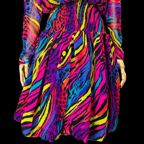 80s Deadstock Animal Print Boho Dress by Diane Freis