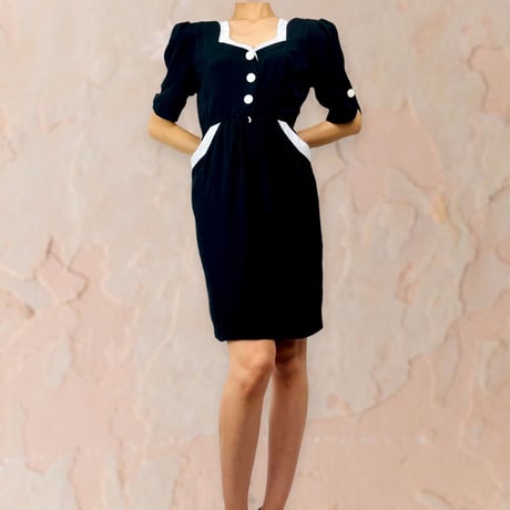 60’s Union Made Black and White Midi Dress