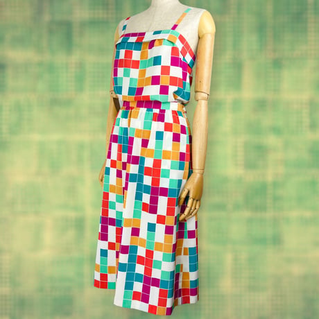 80’s Geometric Multicolor Print Tank and Skirt