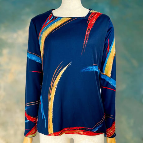70’s Belted Navy Tunic Blouse