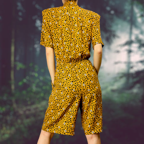 80’s Double Breasted Leopard Print Romper