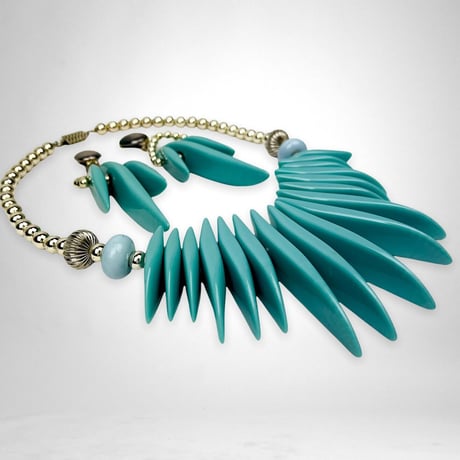 50s Bakelite Turquoise Slices Necklace & Earrings Set
