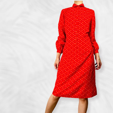 70’s Red and Multicolor Polka Dot Shirt Dress