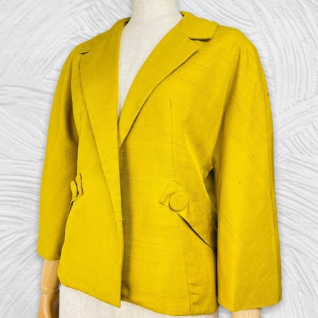 50's Mustard Yellow Raw Silk Crop Blazer Jacket