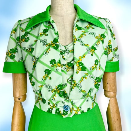 70's Lime Green Floral Maxi Dress and Bolero