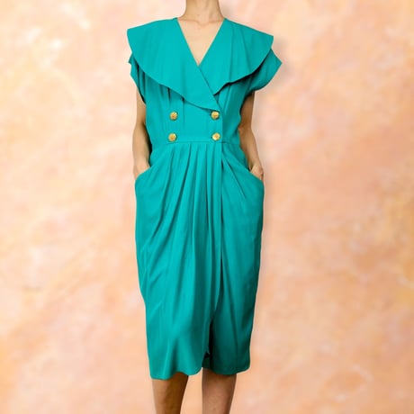 80’s Bright Green Buttoned Dress