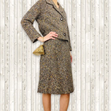 50's Brown Tweed Skirt Suit