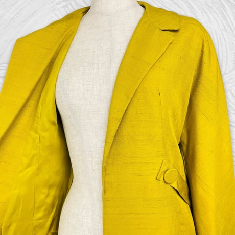50's Mustard Yellow Raw Silk Crop Blazer Jacket