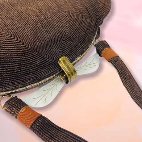40’s Brown Half Circle Top Handle Bag