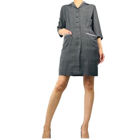 50's Gray Bombshell Shirt Dress