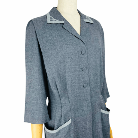 50's Gray Bombshell Shirt Dress