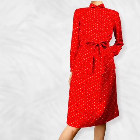 70’s Red and Multicolor Polka Dot Shirt Dress