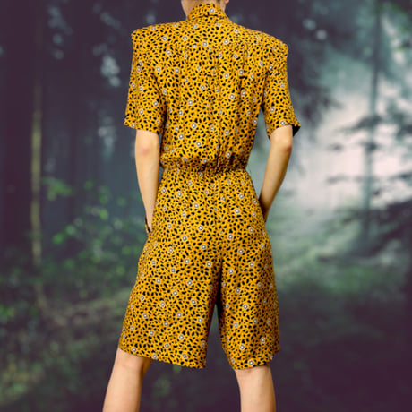 80’s Double Breasted Leopard Print Romper