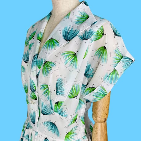 50’s Fan Floral Chiffon Day Dress