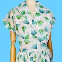 50’s Fan Floral Chiffon Day Dress